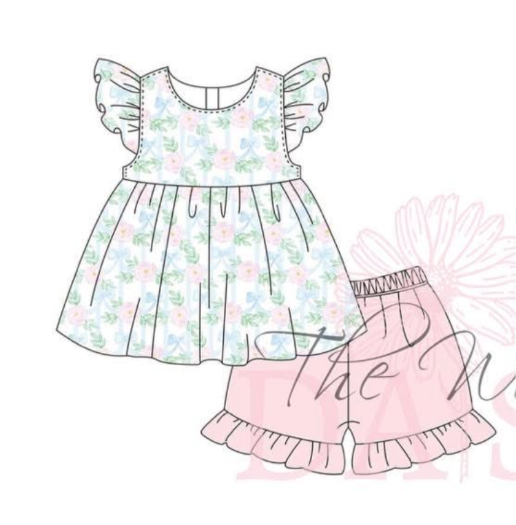 Pink & Floral Short Set