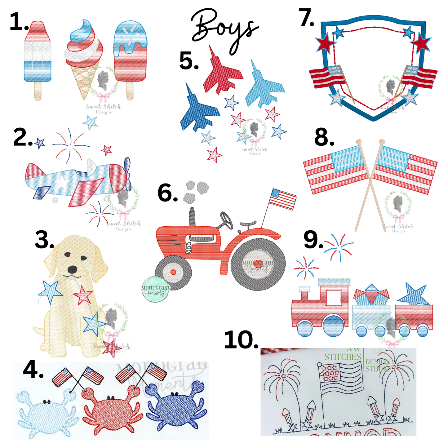 Patriotic Embroidery - Boys