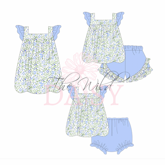 Blue Florals - Diaper Set