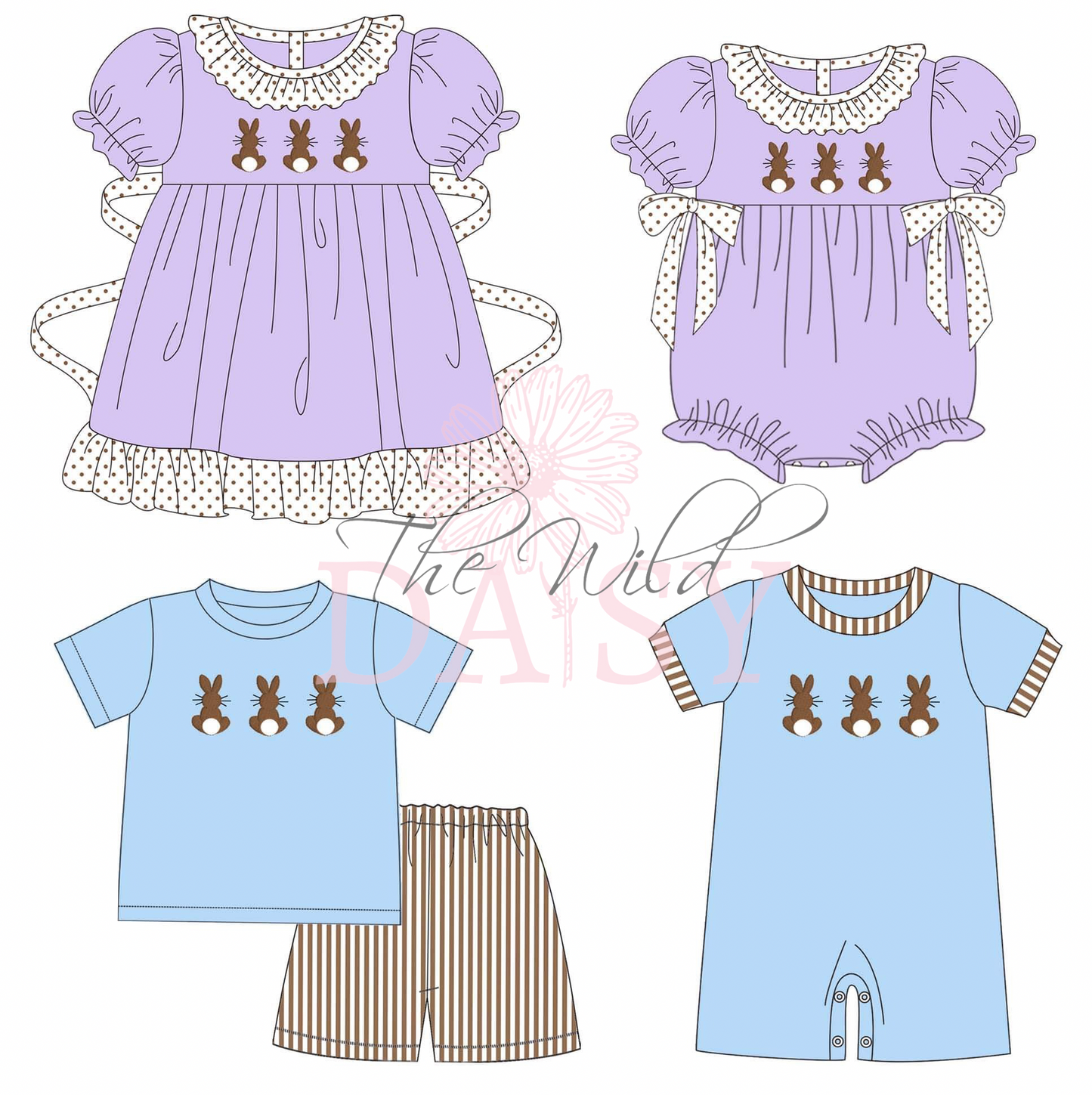 Bunny Trio - Boy Romper