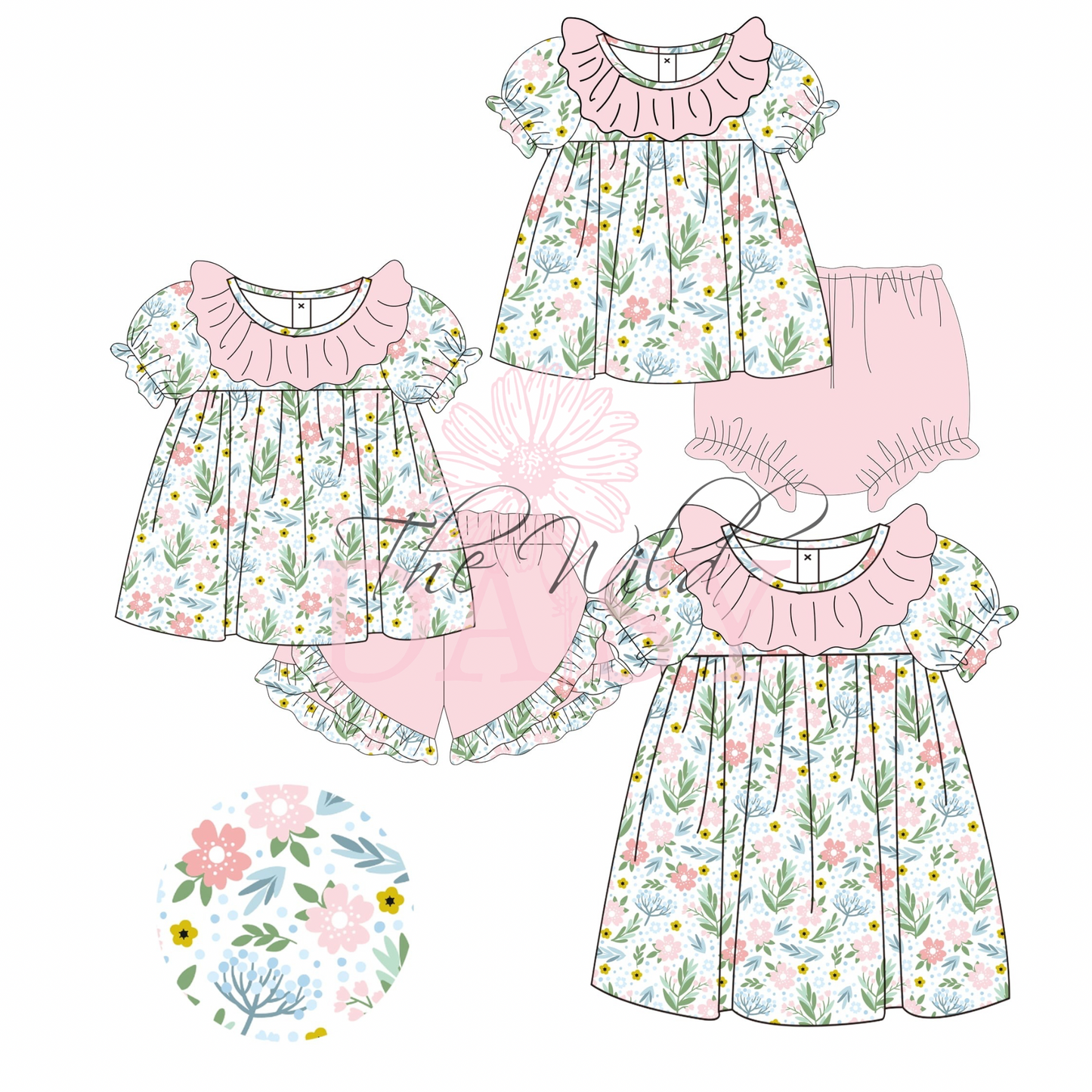 Pink Florals - Diaper Set