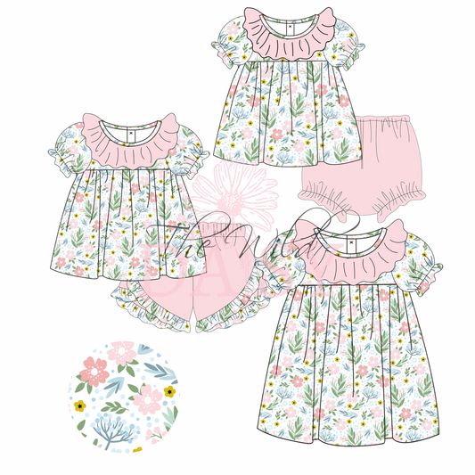 Pink Florals - Diaper Set