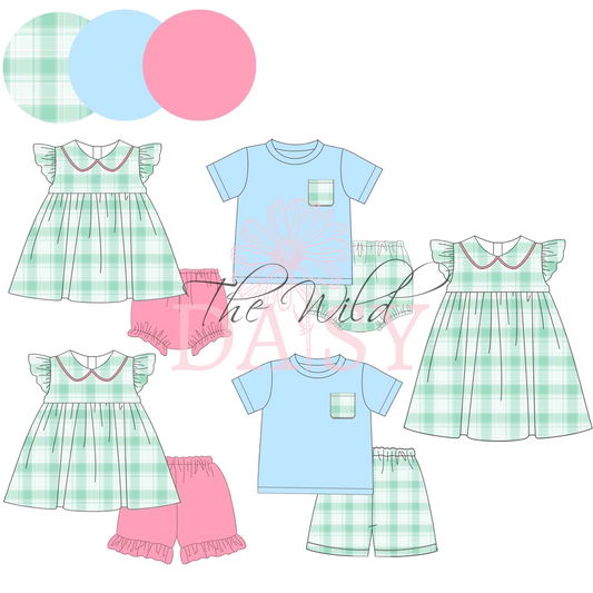 Spring Plaid Diaper Set