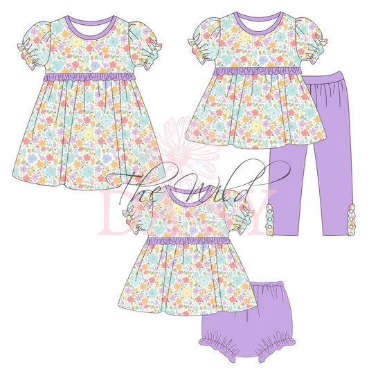 Purple & Floral - Diaper Set